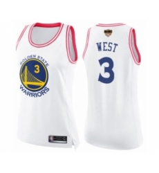 Women's Golden State Warriors #3 David West Swingman White Pink Fashion 2019 Basketball Finals Bound Basketball Jersey