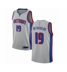 Men's Detroit Pistons #19 Sviatoslav Mykhailiuk Authentic Silver Basketball Jersey Statement Edition