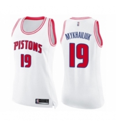 Women's Detroit Pistons #19 Sviatoslav Mykhailiuk Swingman Whit Pink Fashion Basketball Jersey