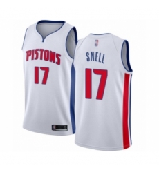 Men's Detroit Pistons #17 Tony Snell Authentic White Basketball Jersey - Association Edition