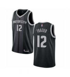 Men's Detroit Pistons #12 Tim Frazier Authentic Black Basketball Jersey - City Edition