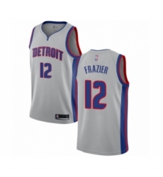Men's Detroit Pistons #12 Tim Frazier Authentic Silver Basketball Jersey Statement Edition