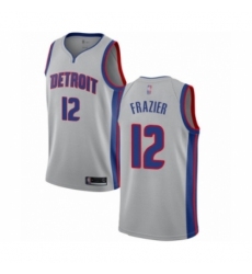 Men's Detroit Pistons #12 Tim Frazier Authentic Silver Basketball Jersey Statement Edition