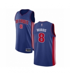 Men's Detroit Pistons #8 Markieff Morris Authentic Royal Blue Basketball Jersey - Icon Edition