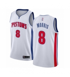 Men's Detroit Pistons #8 Markieff Morris Authentic White Basketball Jersey - Association Edition