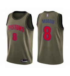 Men's Detroit Pistons #8 Markieff Morris Swingman Green Salute to Service Basketball Jersey