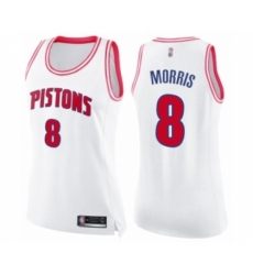 Women's Detroit Pistons #8 Markieff Morris Swingman White Pink Fashion Basketball Jersey