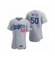 Men's Los Angeles Dodgers #50 Mookie Betts Gray Authentic 2020 Alternate Jersey