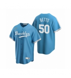 Men's Los Angeles Dodgers #50 Mookie Betts Nike Light Blue Cooperstown Collection Alternate Jersey