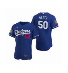 Men's Los Angeles Dodgers #50 Mookie Betts Nike Royal 2020 World Series Authentic Jersey