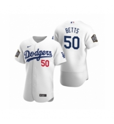 Men's Los Angeles Dodgers #50 Mookie Betts Nike White 2020 World Series Authentic Jersey