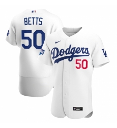Men's Los Angeles Dodgers #50 Mookie Betts Nike White 2020 World Series Champions Home Authentic Player Jersey