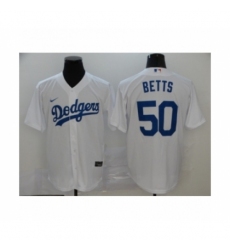 Men's Los Angeles Dodgers #50 Mookie Betts White 2020 Cool Base Jersey