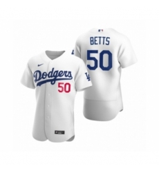 Men's Los Angeles Dodgers #50 Mookie Betts White Authentic 2020 Home Jersey