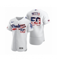Men's Mookie Betts #50 Los Angeles Dodgers White 2020 Stars & Stripes 4th of July Jersey