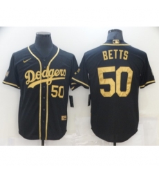 Men's Nike Los Angeles Dodgers #50 Mookie Betts Black Gold Authentic Jersey