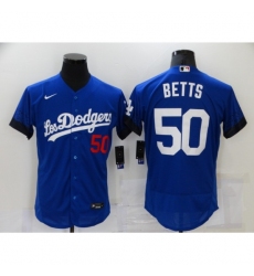 Men's Nike Los Angeles Dodgers #50 Mookie Betts Blue Elite City Player Jersey