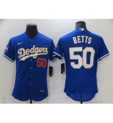 Men's Nike Los Angeles Dodgers #50 Mookie Betts Blue Elite Series Champions Jersey