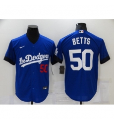 Men's Nike Los Angeles Dodgers #50 Mookie Betts Blue Game City Player Jersey