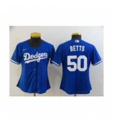 Women Los Angeles Dodgers #50 Mookie Betts Royal 2020 Cool Base Jersey