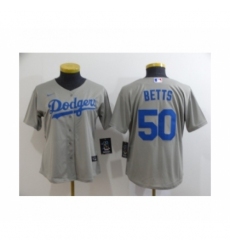 Women Los Angeles Dodgers #50 Mookie Betts Royal Gray 2020 Cool Base Jersey