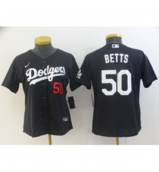 Women's Nike Los Angeles Dodgers #50 Mookie Betts Black Authentic Jersey