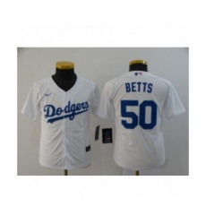 Youth Los Angeles Dodgers #50 Mookie Betts White 2020 Cool Base Jersey