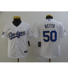 Youth Nike Los Angeles Dodgers #50 Mookie Betts White Series Champions Authentic Jersey