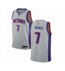 Men's Detroit Pistons #7 Thon Maker Authentic Silver Basketball Jersey Statement Edition