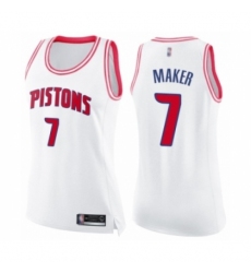 Women's Detroit Pistons #7 Thon Maker Swingman White Pink Fashion Basketball Jersey