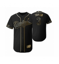 Men's 2019 Golden Edition Los Angeles Dodgers Black #3 Chris Taylor Flex Base Jersey