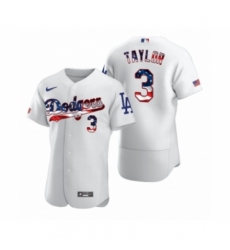 Men's Chris Taylor #3 Los Angeles Dodgers White 2020 Stars & Stripes 4th of July Jersey