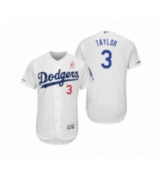 Men's Chris Taylor Los Angeles Dodgers #3 White 2019 Mothers Day Flex Base Home Jersey