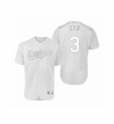 Men's Dodgers #3 Chris Taylor CT3 White 2019 Players Weekend Authentic Jersey