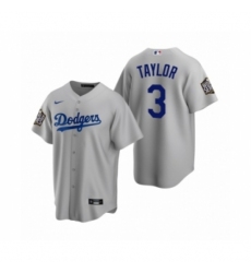 Men's Los Angeles Dodgers #3 Chris Taylor Gray 2020 World Series Replica Jersey