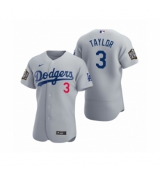 Men's Los Angeles Dodgers #3 Chris Taylor Nike Gray 2020 World Series Authentic Jersey