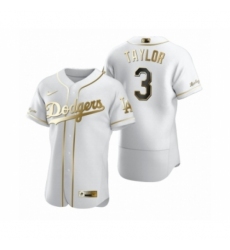 Men's Los Angeles Dodgers #3 Chris Taylor Nike White Authentic Golden Edition Jersey