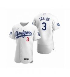 Men's Los Angeles Dodgers #3 Chris Taylor White 2020 World Series Champions Authentic Jersey