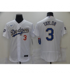 Men's Los Angeles Dodgers #3 Chris Taylor White Nike World Series Champions Authentic Jersey