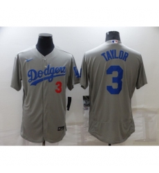 Men's Nike Los Angeles Dodgers #3 Chris Taylor Gray Elite Jersey