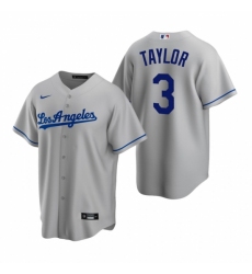 Men's Nike Los Angeles Dodgers #3 Chris Taylor Gray Road Stitched Baseball Jersey