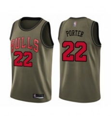 Men's Chicago Bulls #22 Otto Porter Swingman Green Salute to Service Basketball Jersey