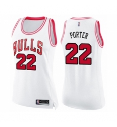 Women's Chicago Bulls #22 Otto Porter Swingman White Pink Fashion Basketball Jerse