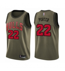 Youth Chicago Bulls #22 Otto Porter Swingman Green Salute to Service Basketball Jersey