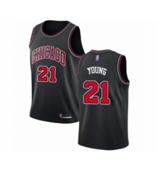 Men's Chicago Bulls #21 Thaddeus Young Authentic Black Basketball Jersey Statement Edition
