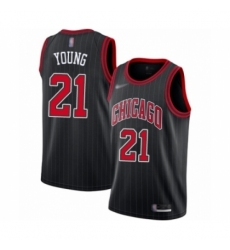 Men's Chicago Bulls #21 Thaddeus Young Authentic Black Finished Basketball Jersey - Statement Edition