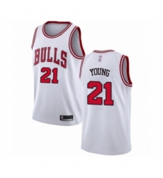 Men's Chicago Bulls #21 Thaddeus Young Authentic White Basketball Jersey - Association Edition