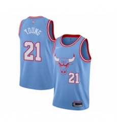 Men's Chicago Bulls #21 Thaddeus Young Swingman Blue Basketball Jersey - 2019-20 City Edition