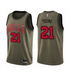 Youth Chicago Bulls #21 Thaddeus Young Swingman Green Salute to Service Basketball Jersey