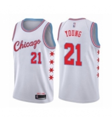 Youth Chicago Bulls #21 Thaddeus Young Swingman White Basketball Jersey - City Edition